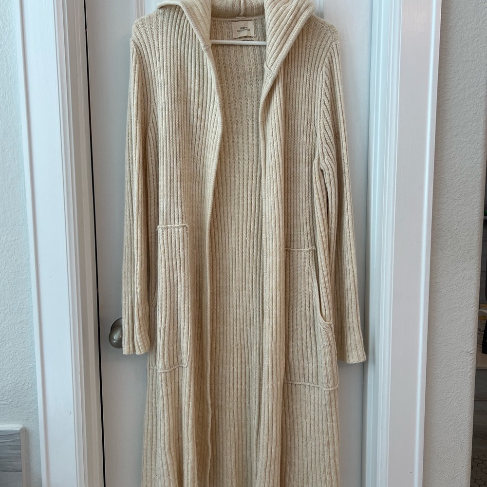 Urban Outfitters Cream Hooded Cardigan